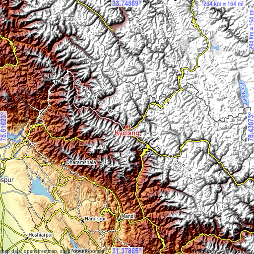 Topographic map of Kyelang