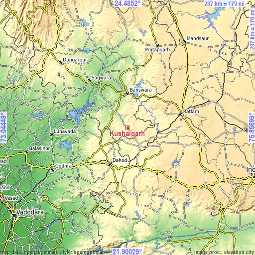 Topographic map of Kushālgarh