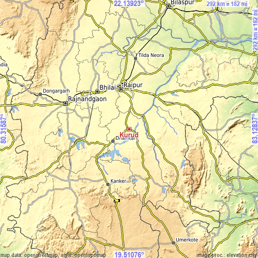 Topographic map of Kurud
