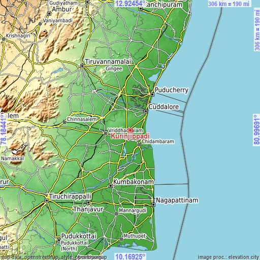 Topographic map of Kurinjippādi