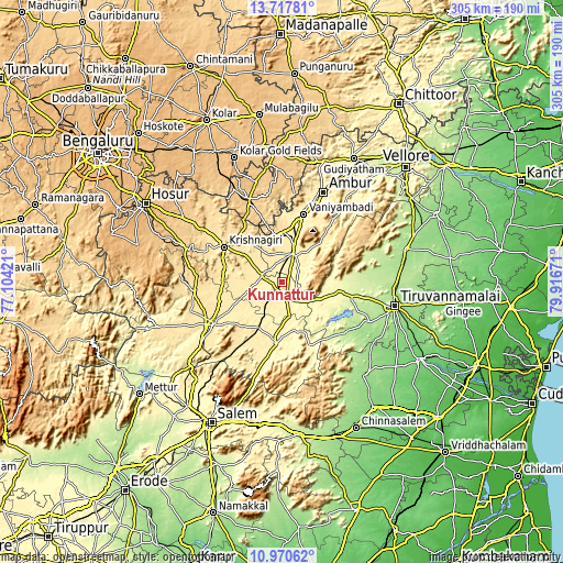 Topographic map of Kunnattūr