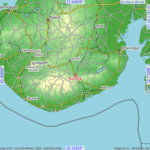 Topographic map of Kundla