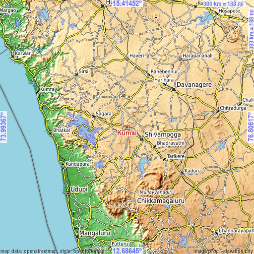 Topographic map of Kumsi