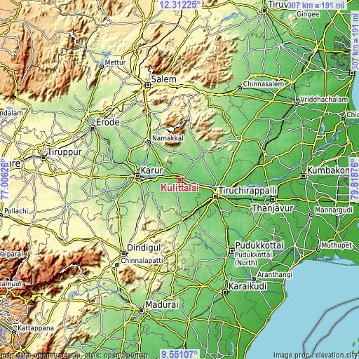 Topographic map of Kulittalai