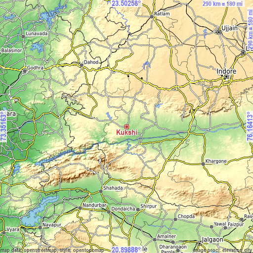 Topographic map of Kukshi