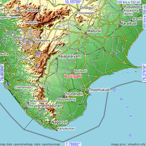 Topographic map of Kovilpatti