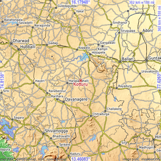 Topographic map of Kottūru