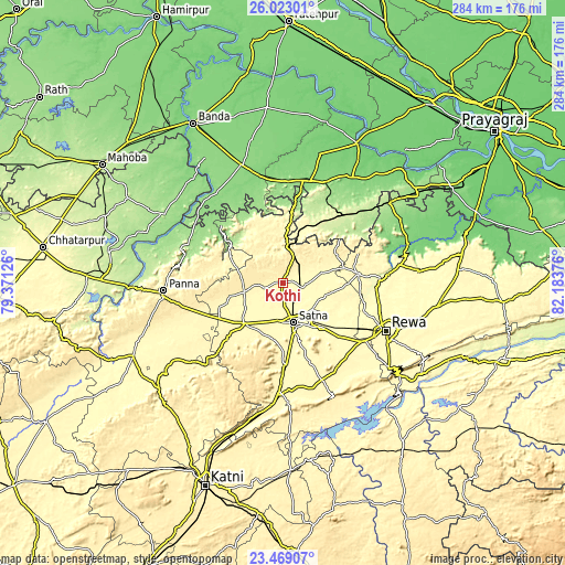 Topographic map of Kothi