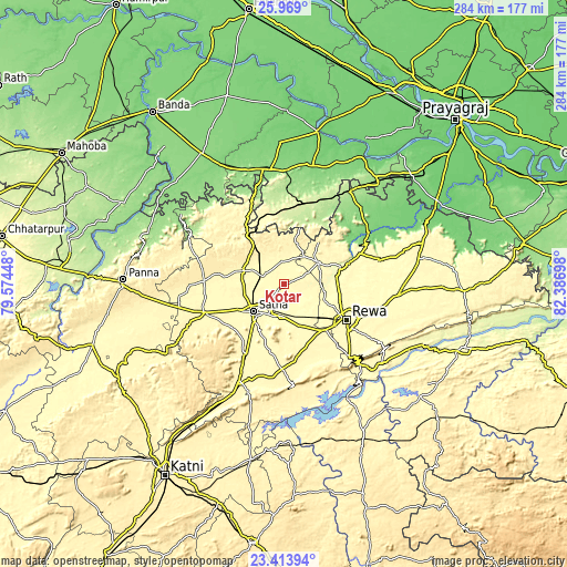 Topographic map of Kotār