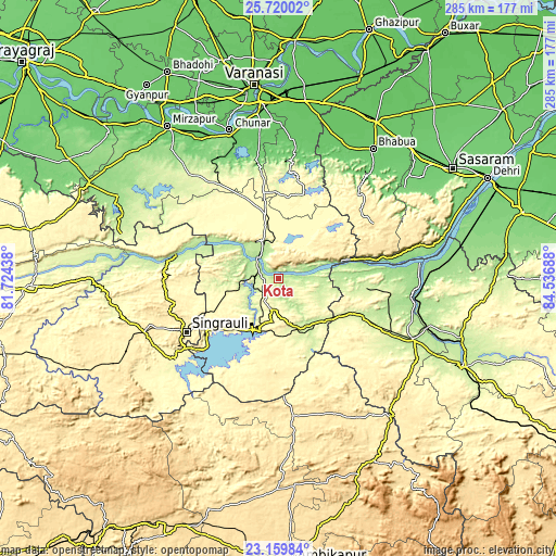 Topographic map of Kota