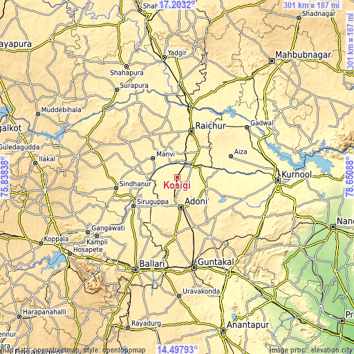 Topographic map of Kosigi