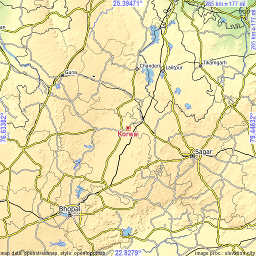 Topographic map of Korwai