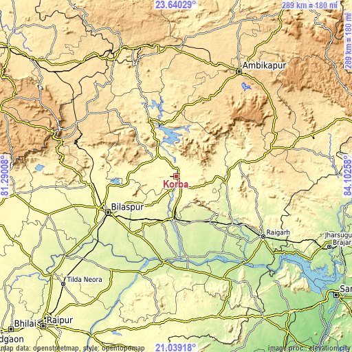 Topographic map of Korba