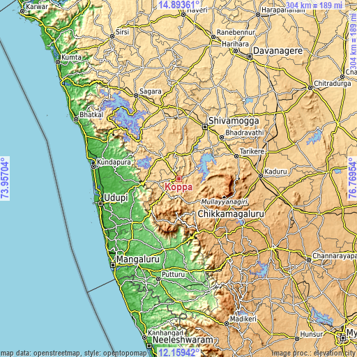 Topographic map of Koppa