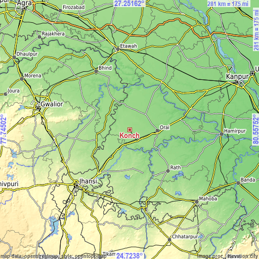 Topographic map of Konch