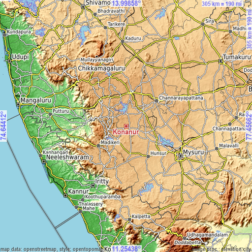 Topographic map of Konanūr