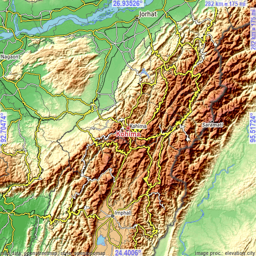 Topographic map of Kohima