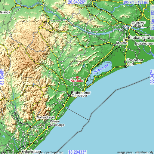 Topographic map of Kodala