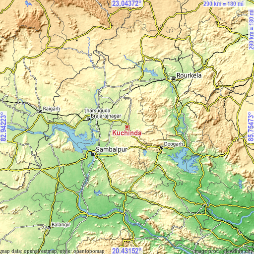 Topographic map of Kuchinda