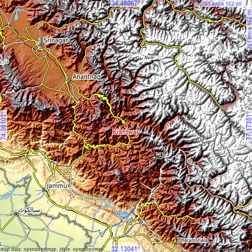 Topographic map of Kishtwār