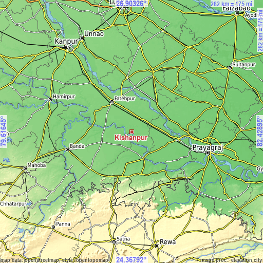 Topographic map of Kishanpur