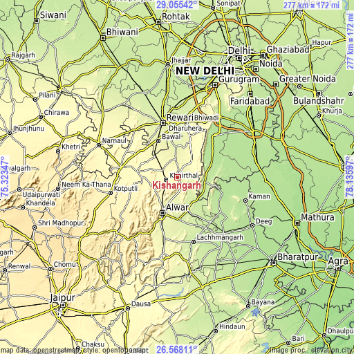 Topographic map of Kishangarh