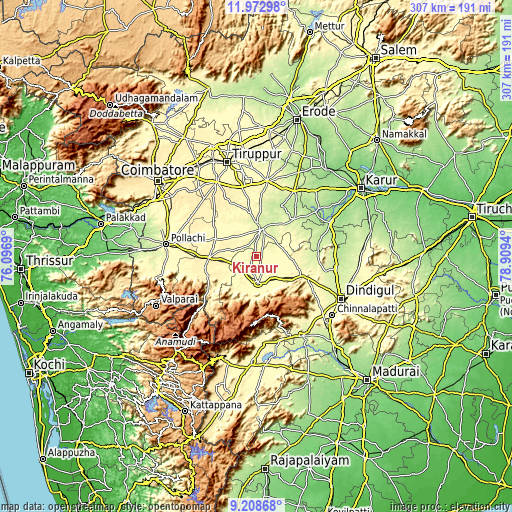 Topographic map of Kīranūr
