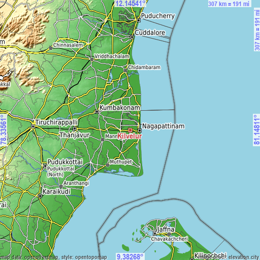 Topographic map of Kilvelur