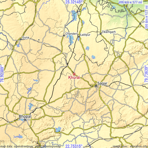 Topographic map of Khurai