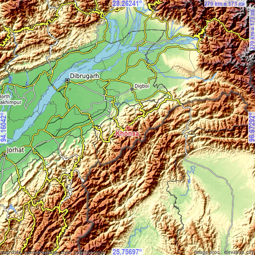 Topographic map of Khonsa