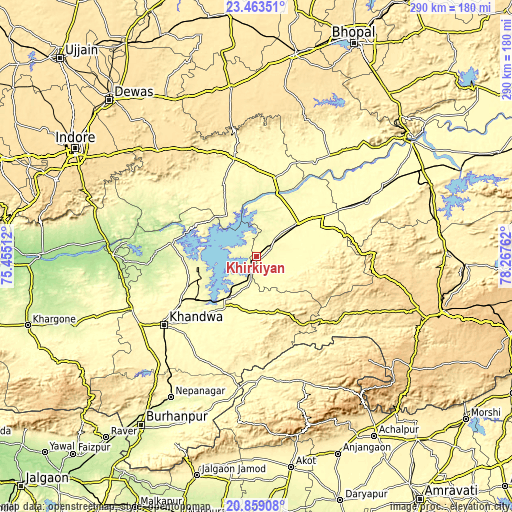 Topographic map of Khirkiyān