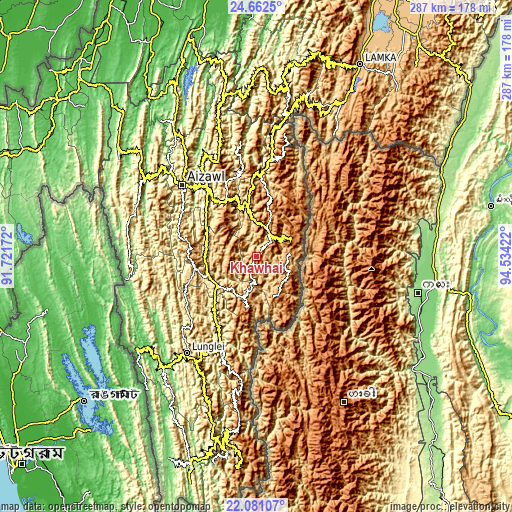 Topographic map of Khawhai