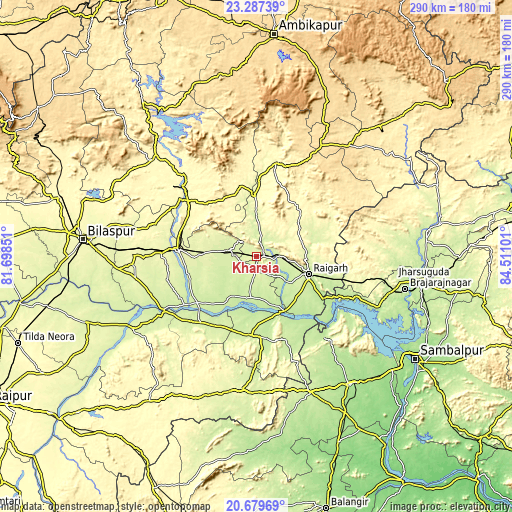Topographic map of Kharsia