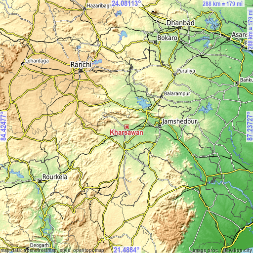 Topographic map of Kharsāwān