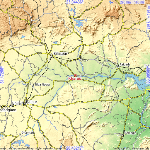 Topographic map of Kharod