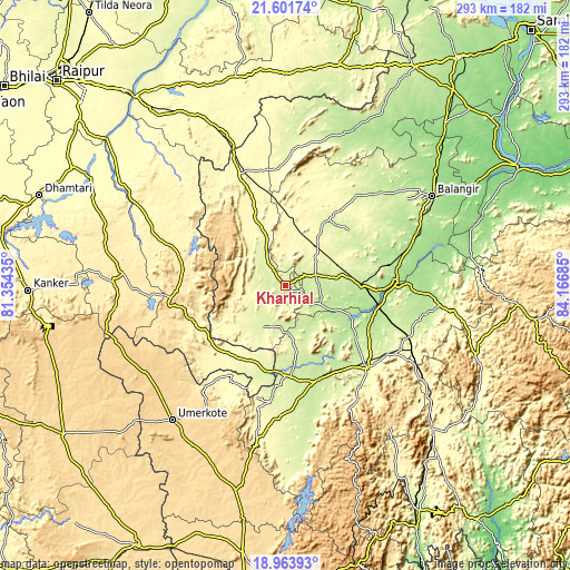 Topographic map of Kharhiāl