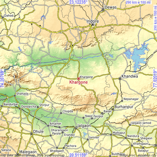Topographic map of Khargone