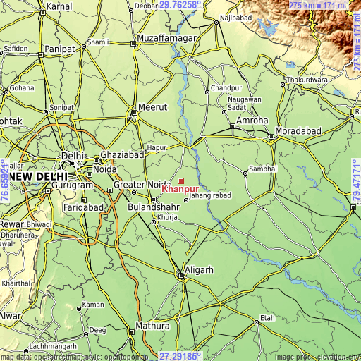 Topographic map of Khānpur