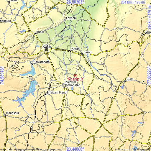 Topographic map of Khānpur