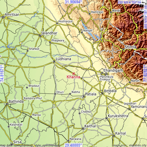 Topographic map of Khanna