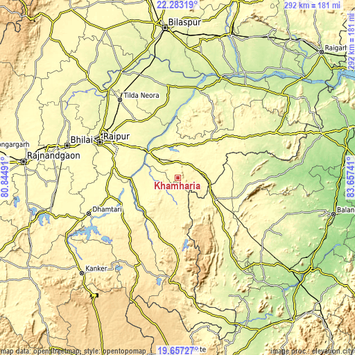 Topographic map of Khamharia