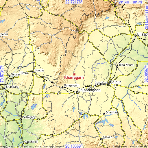 Topographic map of Khairāgarh