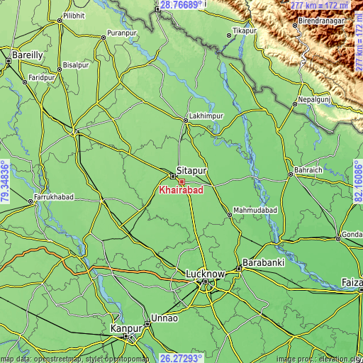 Topographic map of Khairābād