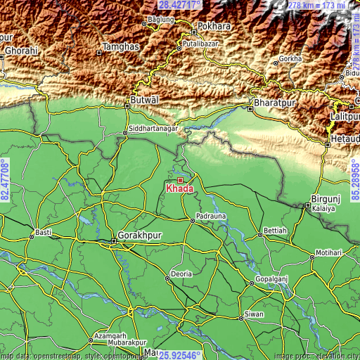 Topographic map of Khada