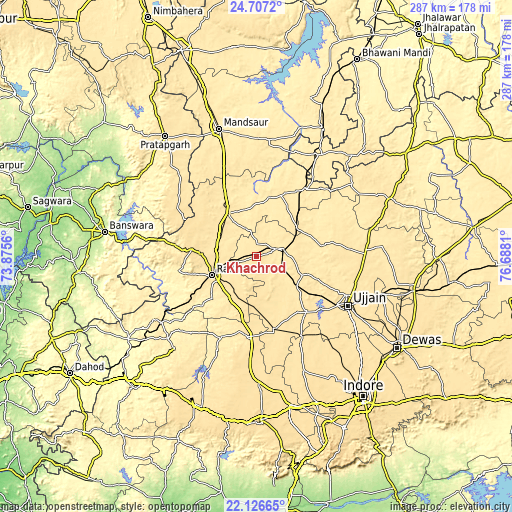 Topographic map of Khāchrod