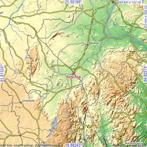 Topographic map of Kesinga
