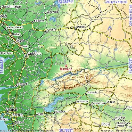 Topographic map of Kawānt