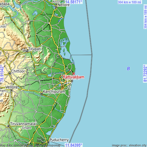 Topographic map of Kattivākkam