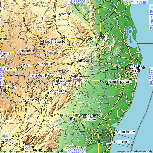 Topographic map of Kātpādi