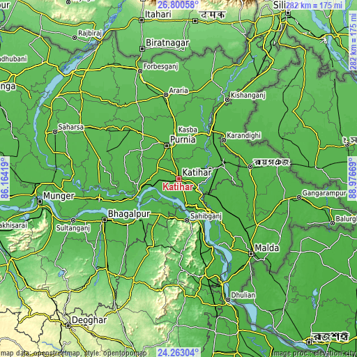 Topographic map of Katihar